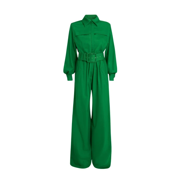 Safiyaa Ottilie Jumpsuit in Blade Green - Jumpsuit - Demi-Couture Evening Wear at Coveti