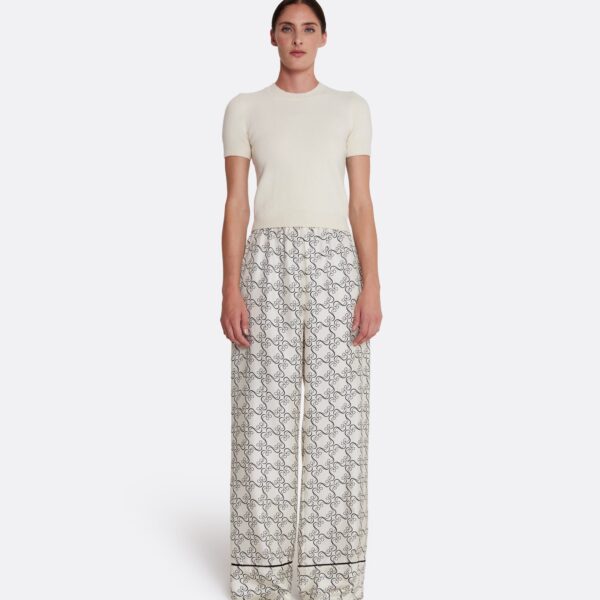 Safiyaa Rossana Trousers in Black on Ecru - Pants - Demi-Couture Evening Wear at Coveti