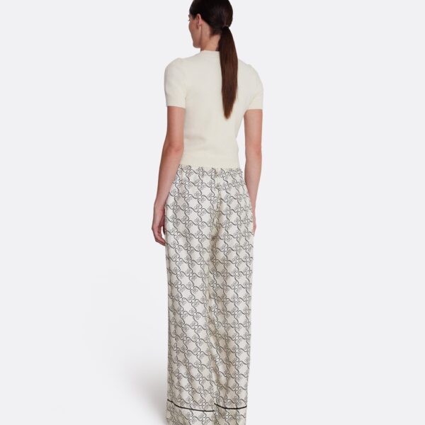 Safiyaa Rossana Trousers in Black on Ecru - Pants - Demi-Couture Evening Wear at Coveti