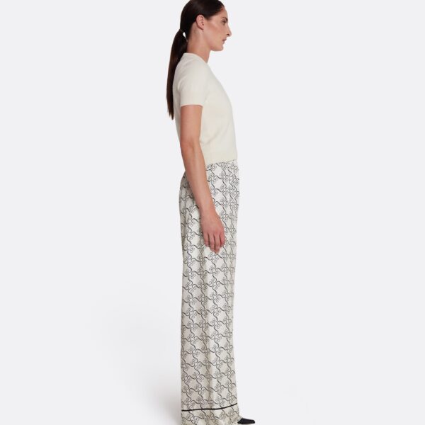 Safiyaa Rossana Trousers in Black on Ecru - Pants - Demi-Couture Evening Wear at Coveti