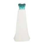 Safiyaa Siena Long Dress in Ivory with Blue Embroidery - Dresses - Demi-Couture Evening Wear at Coveti