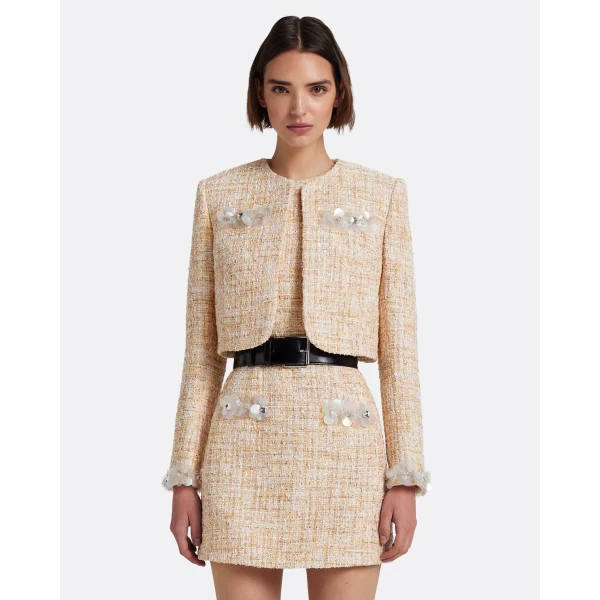 Safiyaa Soraya Jacket in Tweed - Jackets - Demi-Couture Evening Wear at Coveti