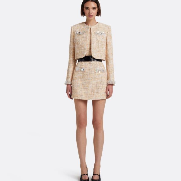 Safiyaa Soraya Jacket in Tweed - Jackets - Demi-Couture Evening Wear at Coveti