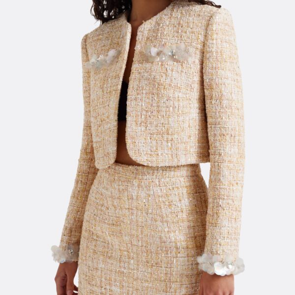 Safiyaa Soraya Jacket in Tweed - Jackets - Demi-Couture Evening Wear at Coveti