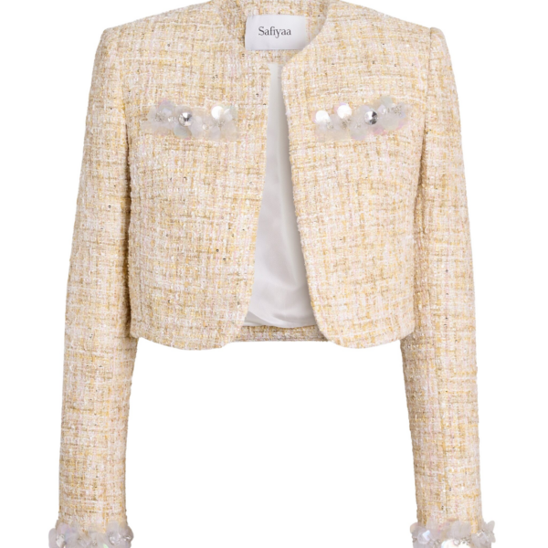 Safiyaa Soraya Jacket in Tweed - Jackets - Demi-Couture Evening Wear at Coveti