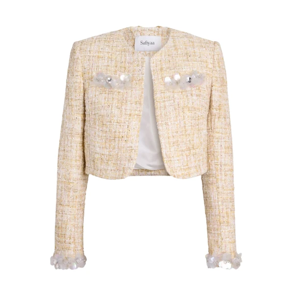 Safiyaa Soraya Jacket in Tweed - Jackets - Demi-Couture Evening Wear at Coveti