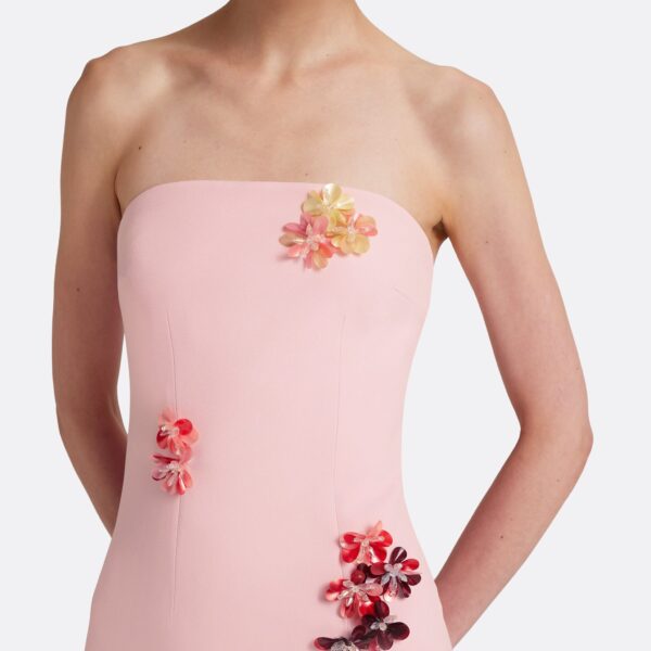 Safiyaa Soshin Long Dress in Lychee with Embroidery - Dresses - Demi-Couture Evening Wear at Coveti