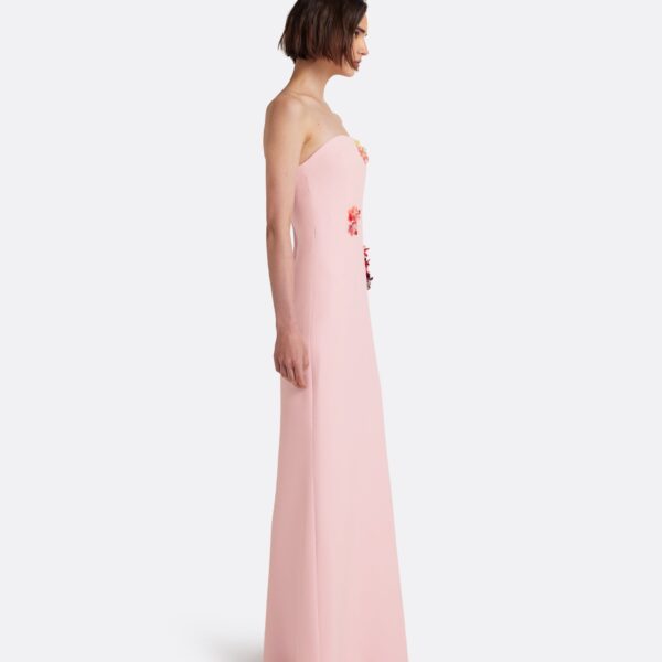 Safiyaa Soshin Long Dress in Lychee with Embroidery - Dresses - Demi-Couture Evening Wear at Coveti