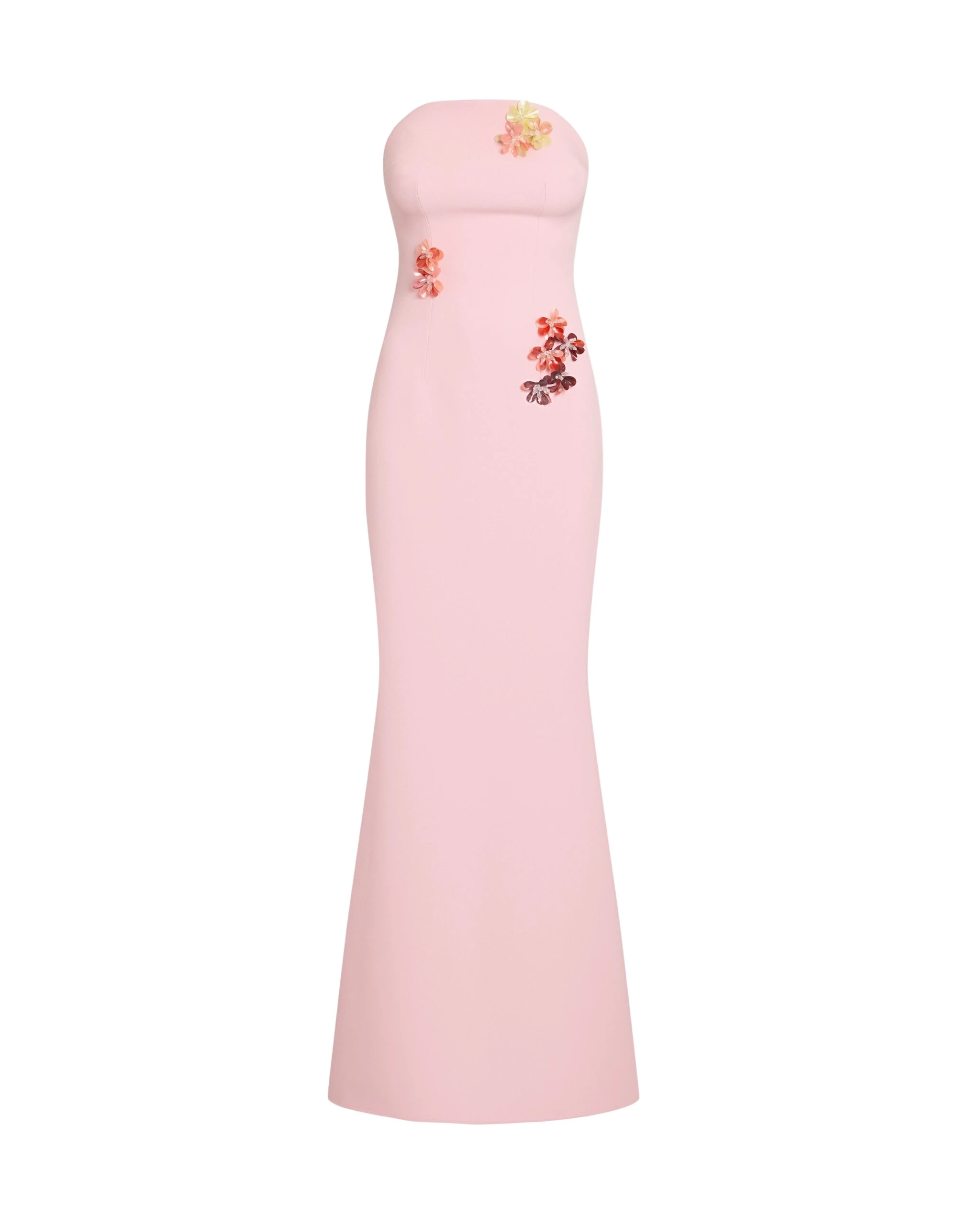 Safiyaa Soshin Long Dress in Lychee with Embroidery - Dresses - Demi-Couture Evening Wear at Coveti