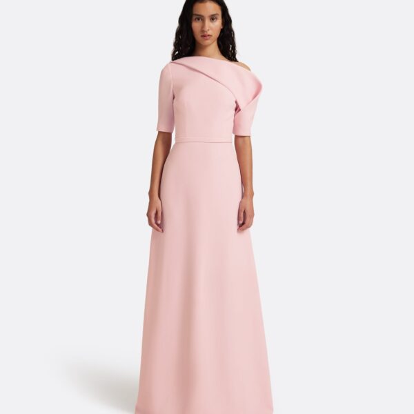 Safiyaa Stephanie Long Dress in Lychee - Dresses - Demi-Couture Evening Wear at Coveti