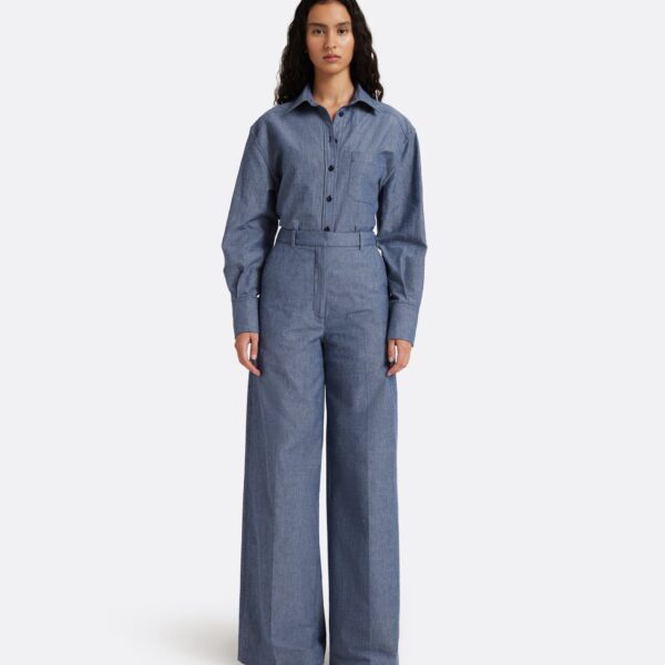 Safiyaa Touca Trouser in Blue blend - Pants - Demi-Couture Evening Wear at Coveti