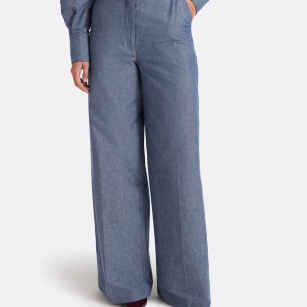 Safiyaa Touca Trouser in Blue blend - Pants - Demi-Couture Evening Wear at Coveti