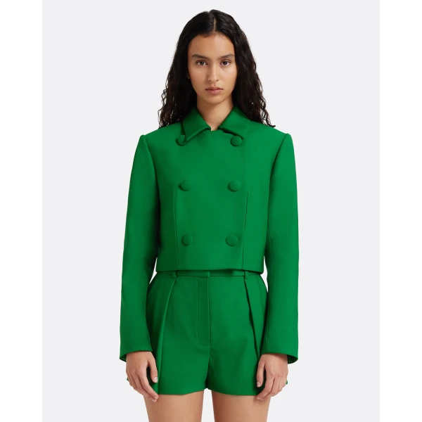 Safiyaa Yui Jacket in Blade Green - Jackets - Demi-Couture Evening Wear at Coveti