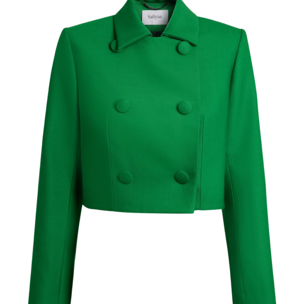 Safiyaa Yui Jacket in Blade Green - Jackets - Demi-Couture Evening Wear at Coveti