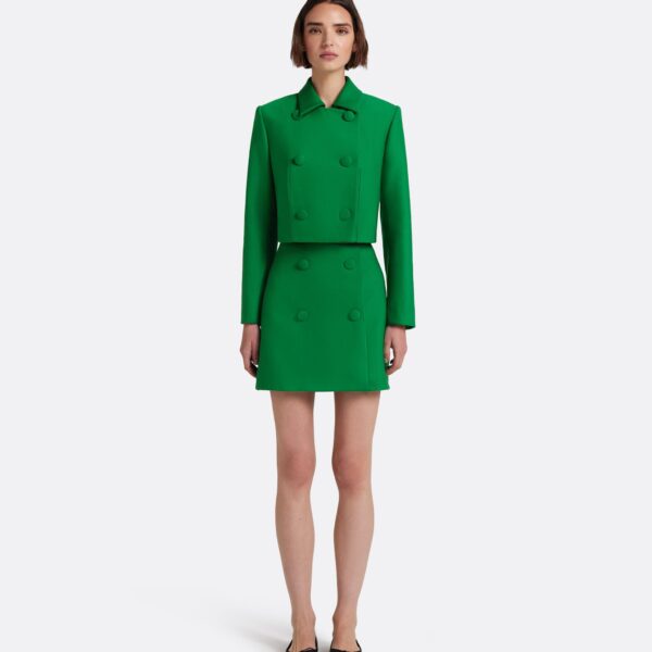 Safiyaa Yuki Skirt in Blade Green - Skirts - Demi-Couture Evening Wear at Coveti