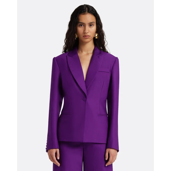 Safiyaa Yvette Jacket in Currant - Jackets - Demi-Couture Evening Wear at Coveti