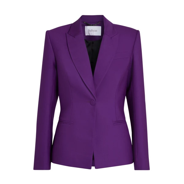 Safiyaa Yvette Jacket in Currant - Jackets - Demi-Couture Evening Wear at Coveti