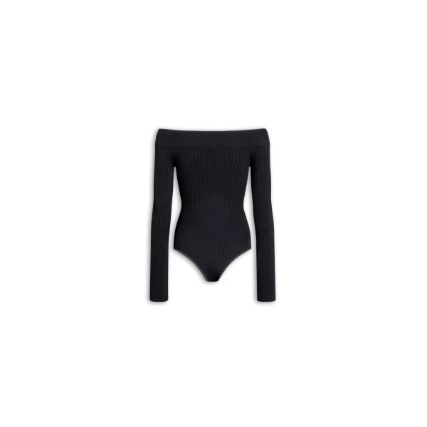 Alaia Sculpting Rib Knit Off Shoulder Bodysuit, view 2