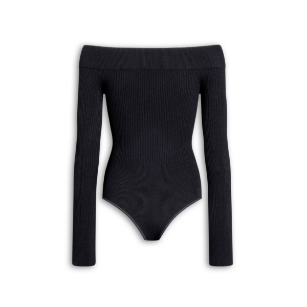 Alaïa Sculpting Rib Knit Off Shoulder Bodysuit - ALAÏA Tops - Laser Cut Luxury - Shop at Coveti