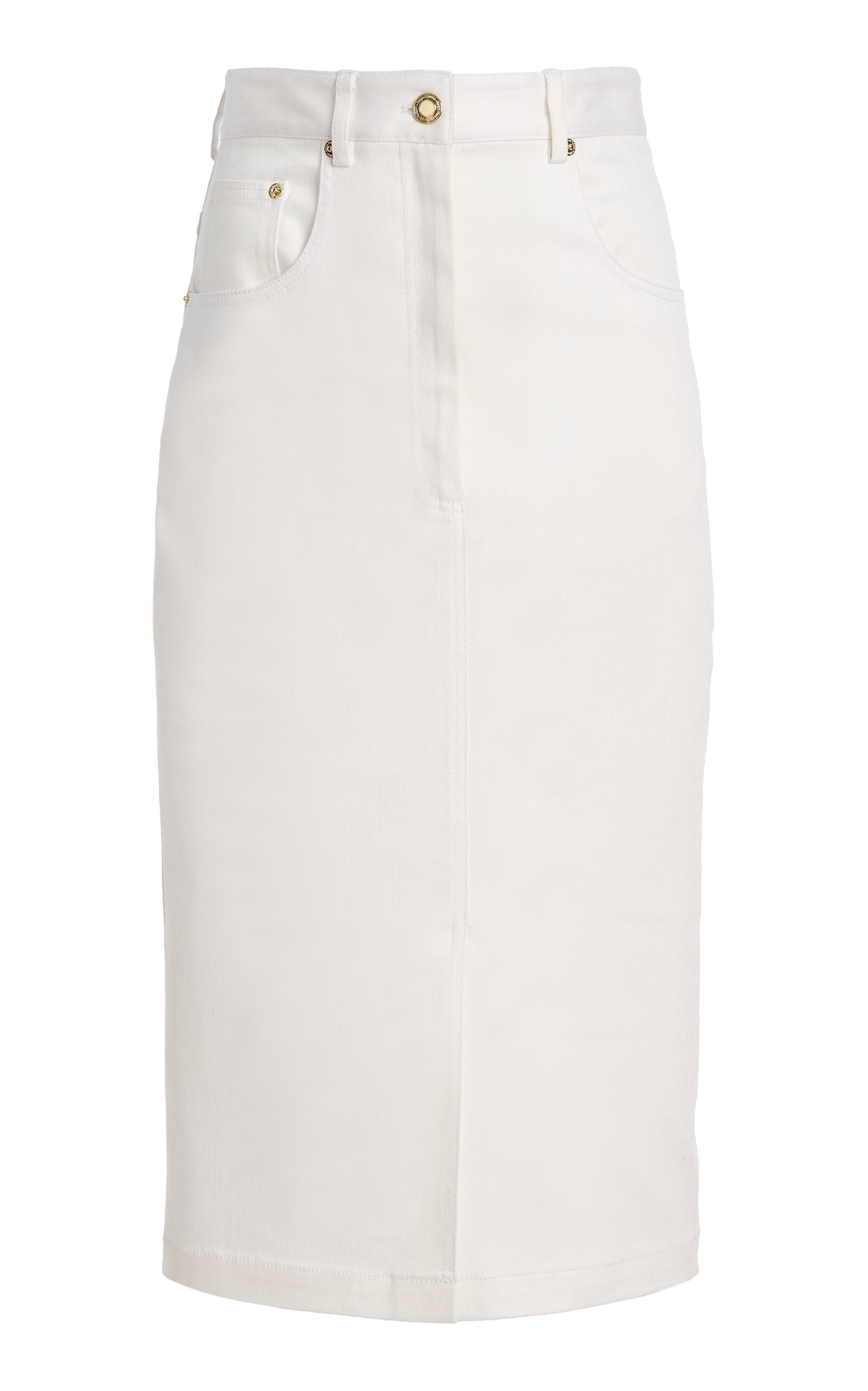 White Denim Pencil Skirt (White)
