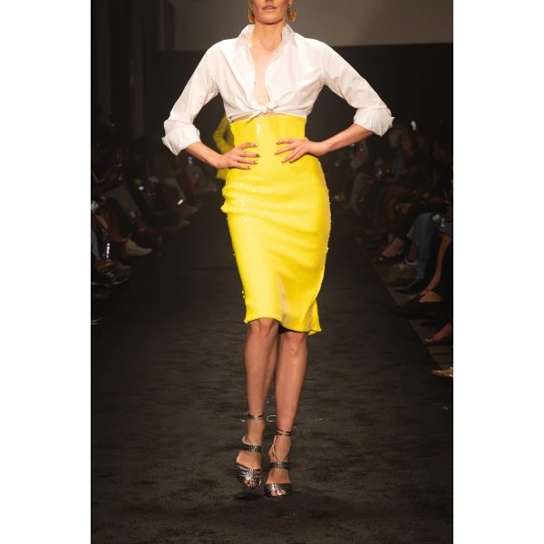High-Rise Sequin Pencil Skirt