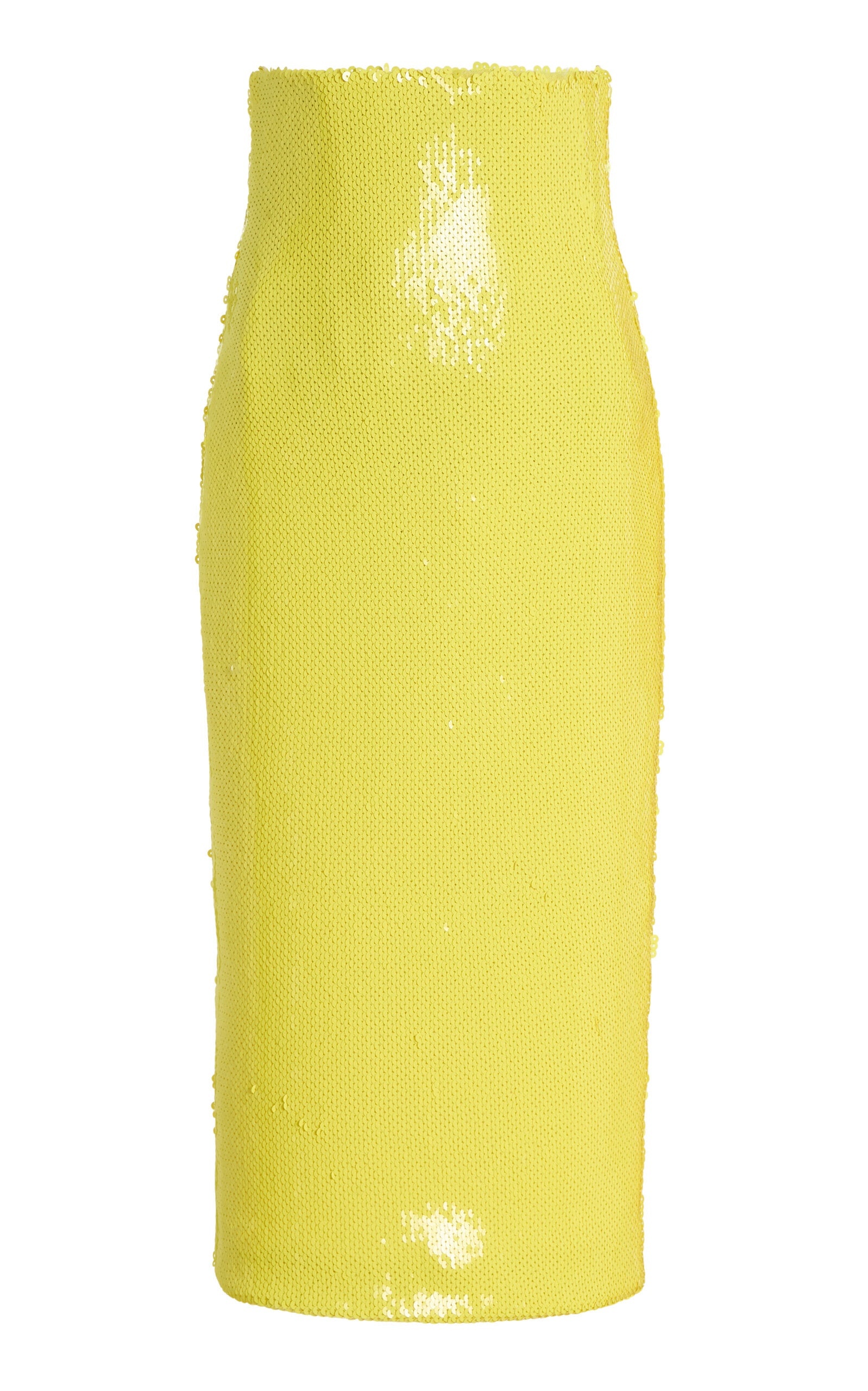 Yellow High-Rise Sequin Pencil Skirt (Yellow)