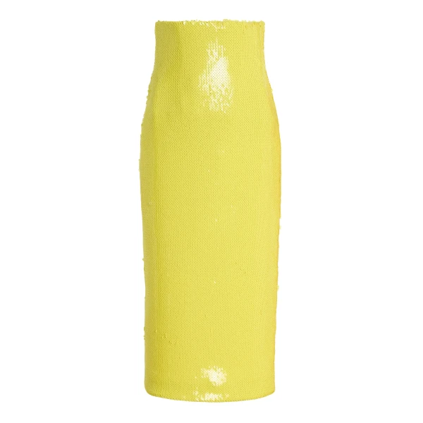 Yellow High-Rise Sequin Pencil Skirt (Yellow)