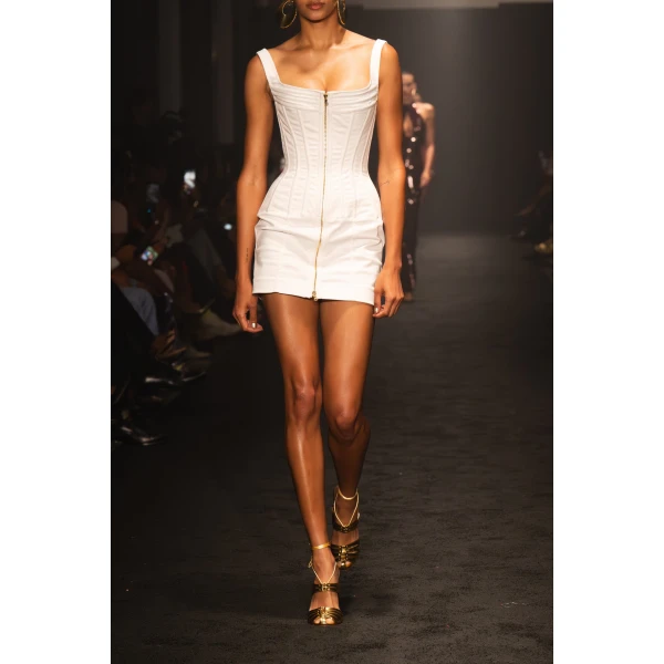 Topstich Corset Denim Mini Dress