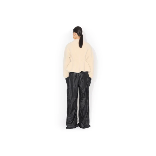 Alaia Shearling Peplum Jacket, view 3