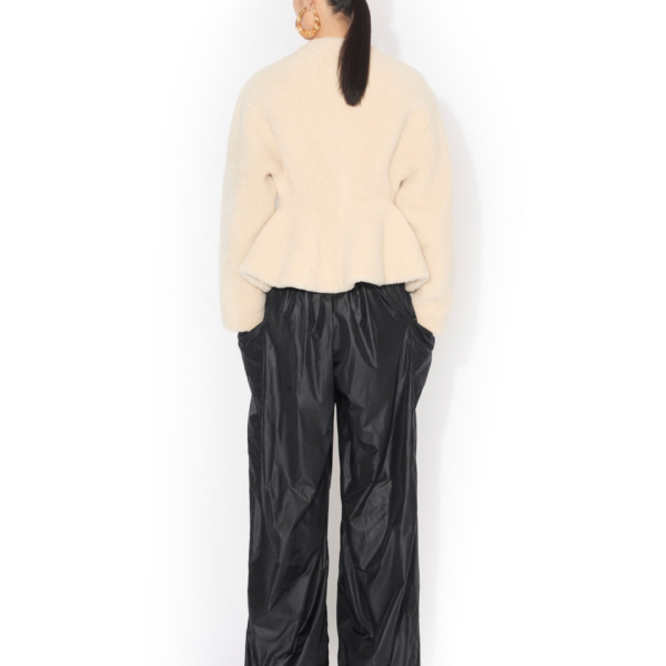 Alaïa Shearling Peplum Jacket - ALAÏA Jackets - Laser Cut Luxury - Shop at Coveti