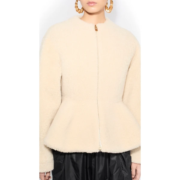 Alaia Shearling Peplum Jacket, view 4