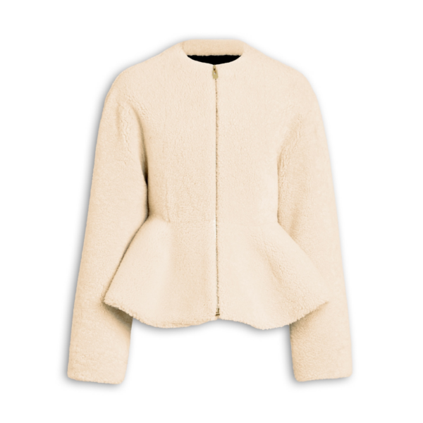 Alaïa Shearling Peplum Jacket - ALAÏA Jackets - Laser Cut Luxury - Shop at Coveti
