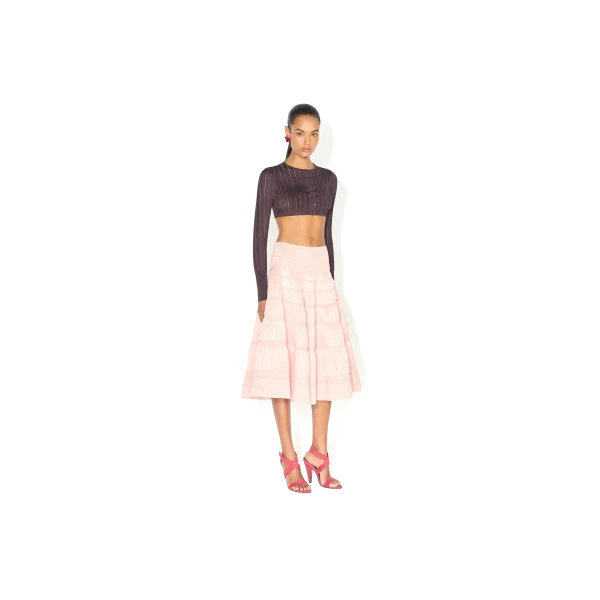 Alaia Shiny Crinoline Cropped Cardigan, view 2