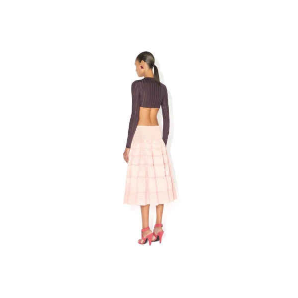 Alaia Shiny Crinoline Cropped Cardigan, view 4