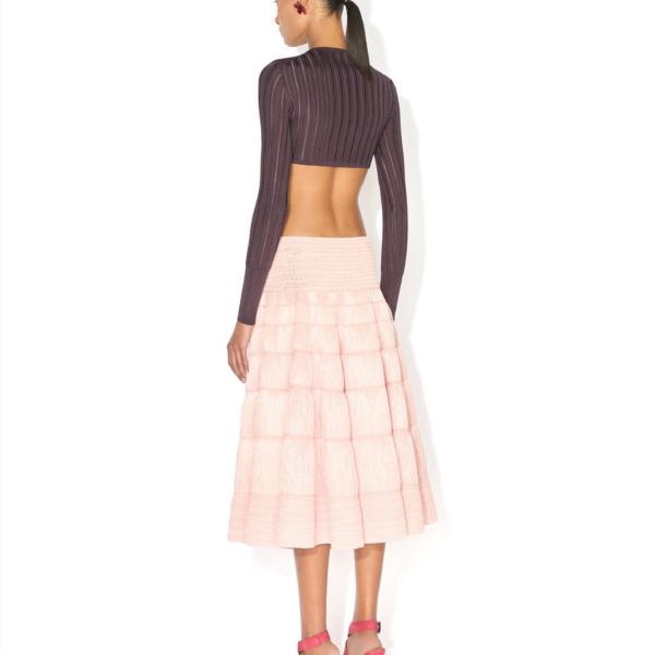Alaïa Shiny Crinoline Cropped Cardigan - ALAÏA Knitwear - Laser Cut Luxury - Shop at Coveti
