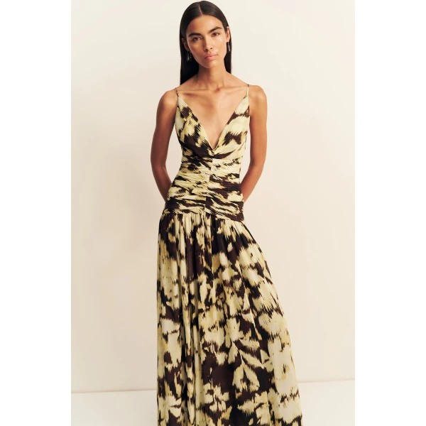 Shona Joy Benny Plunged Gathered Maxi Dress - Dresses - Australian Luxury Eventwear at Coveti