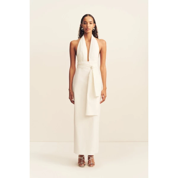 Shona Joy Campbell Halter Plunged Maxi Dress - Dresses - Australian Luxury Eventwear at Coveti