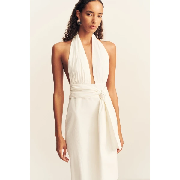 Shona Joy Campbell Halter Plunged Maxi Dress - Dresses - Australian Luxury Eventwear at Coveti