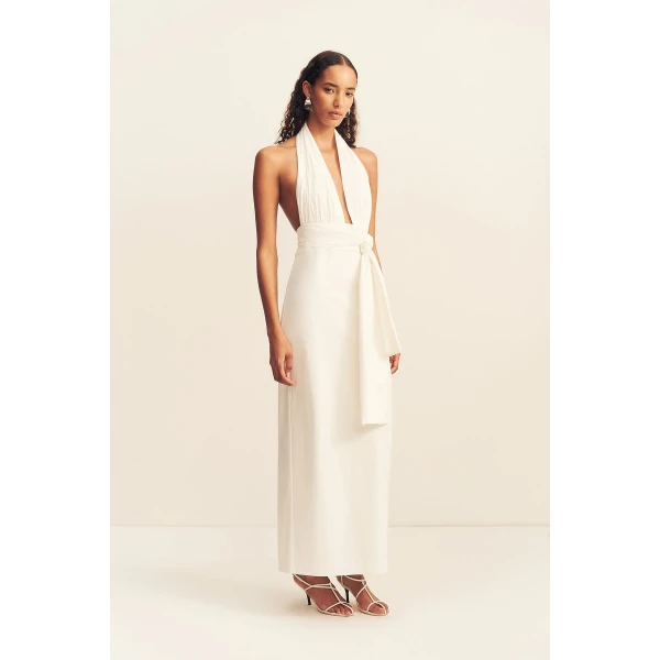 Shona Joy Campbell Halter Plunged Maxi Dress - Dresses - Australian Luxury Eventwear at Coveti