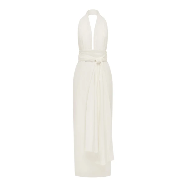 Shona Joy Campbell Halter Plunged Maxi Dress - Dresses - Australian Luxury Eventwear at Coveti