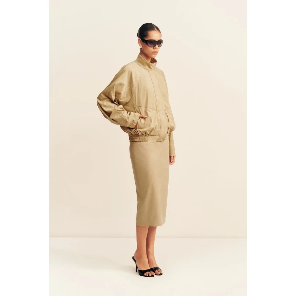 Shona Joy Ernest Faux Suede Bomber Jacket - Jackets - Australian Luxury Eventwear at Coveti