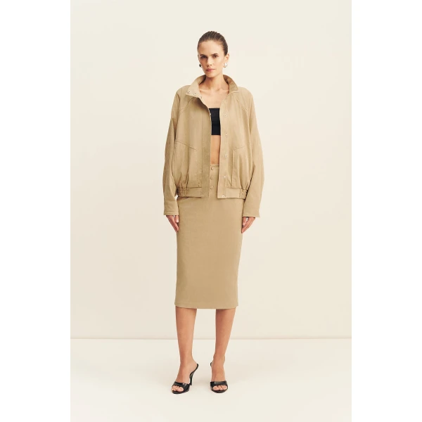 Shona Joy Ernest Faux Suede Midi Skirt - Skirts - Australian Luxury Eventwear at Coveti
