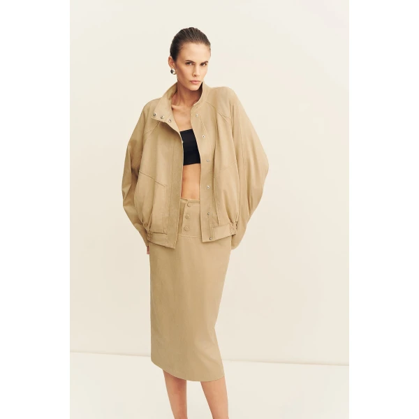 Shona Joy Ernest Faux Suede Midi Skirt - Skirts - Australian Luxury Eventwear at Coveti