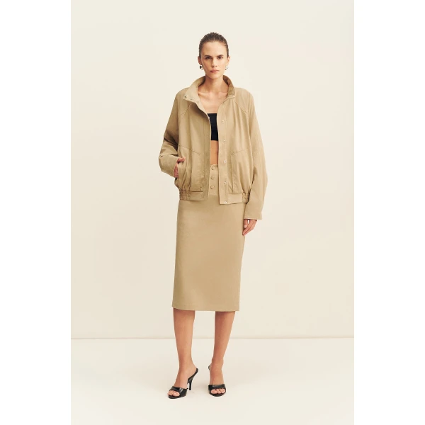 Shona Joy Ernest Faux Suede Midi Skirt - Skirts - Australian Luxury Eventwear at Coveti