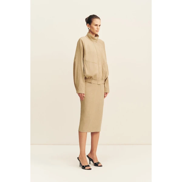 Shona Joy Ernest Faux Suede Midi Skirt - Skirts - Australian Luxury Eventwear at Coveti