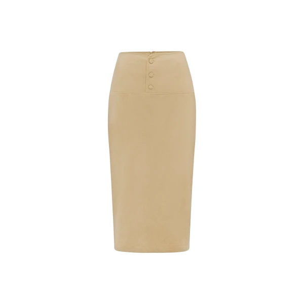 Shona Joy Ernest Faux Suede Midi Skirt - Skirts - Australian Luxury Eventwear at Coveti
