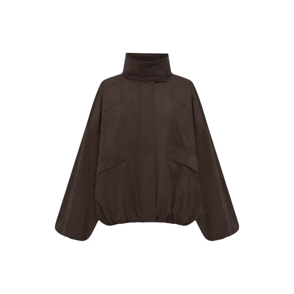 Shona Joy Ernest Funnel Neck Faux Suede Bomber Jacket - Jackets - Australian Luxury Eventwear at Coveti