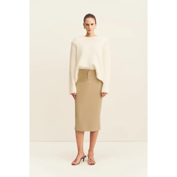Shona Joy Korine Boucle Knit with Shoulder Pad - Knitwear - Australian Luxury Eventwear at Coveti