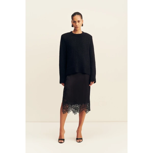 Shona Joy Korine Boucle Knit with Shoulder Pad - Knitwear - Australian Luxury Eventwear at Coveti