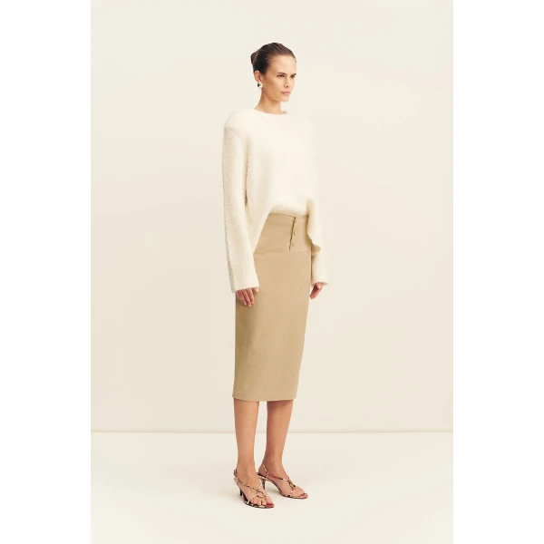 Shona Joy Korine Boucle Knit with Shoulder Pad - Knitwear - Australian Luxury Eventwear at Coveti